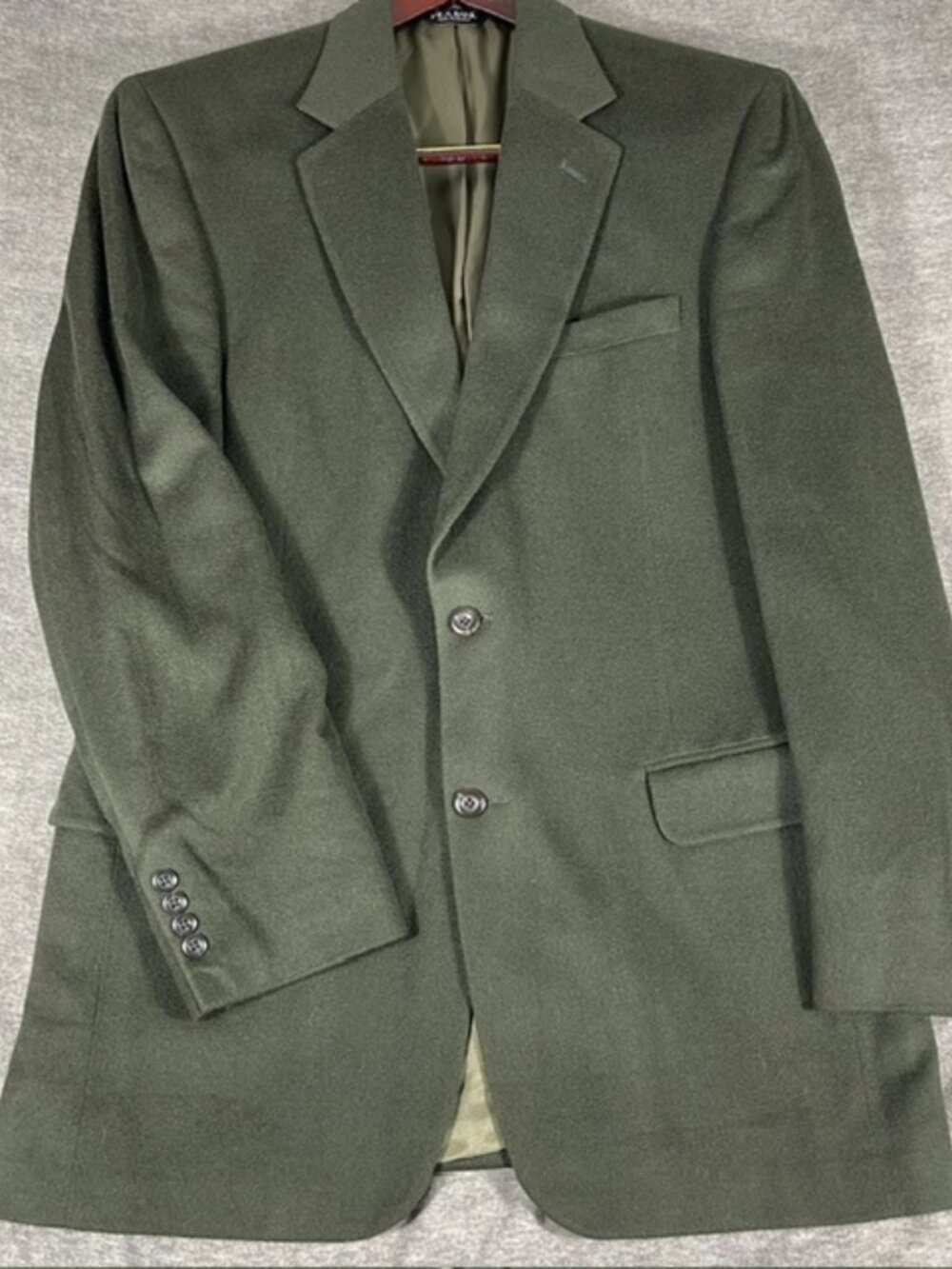 Jos A Bank 100% Cashmere Olive Green Men's Blazer Sport Coat 42L Soft Luxury Vtg